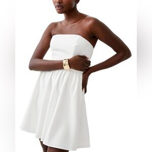 NWT French Connection whisper strapless peplum dress in summer white size 6